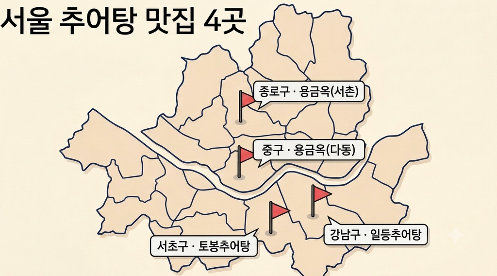 서울 추어탕 맛집 위치 지도, 용금옥 토봉추어탕 일등추어탕