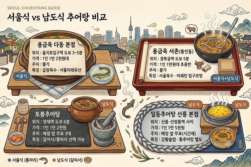 서울식 남도식 추어탕 비교